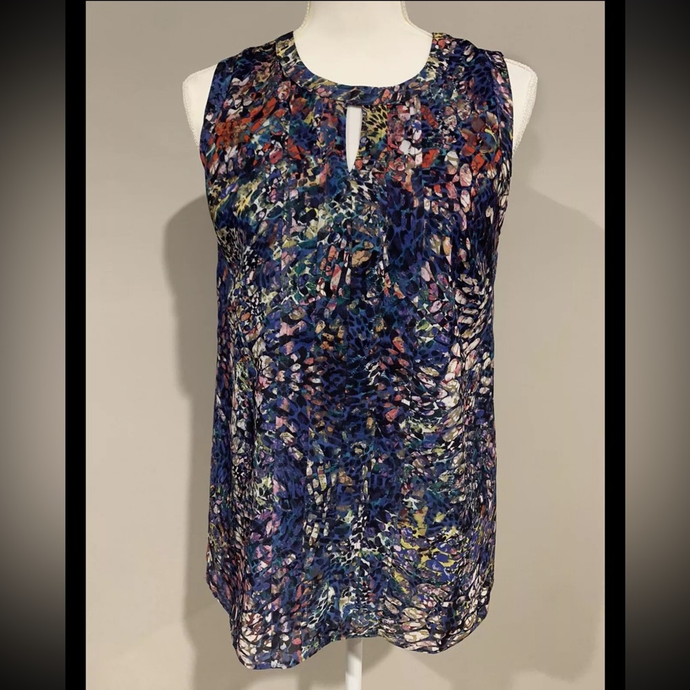 Cabi Size XS Blue Stained Glass Keyhole Tank Swing Top Abstract Style 3093